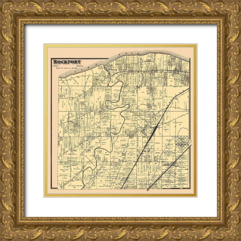 Rockport Ohio Landowner - Titus 1876 Gold Ornate Wood Framed Art Print with Double Matting by Titus