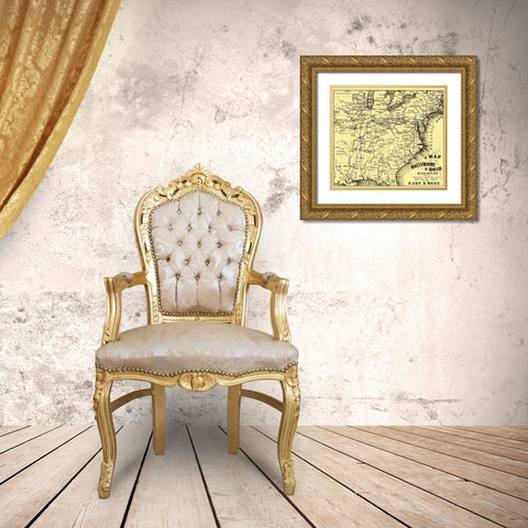 Baltimore and Ohio Railroad - Hoen 1860 Gold Ornate Wood Framed Art Print with Double Matting by Hoen