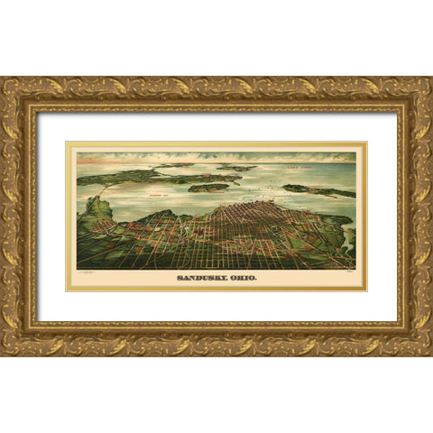 Sandusky Ohio - Alvord 1898 Gold Ornate Wood Framed Art Print with Double Matting by Alvord