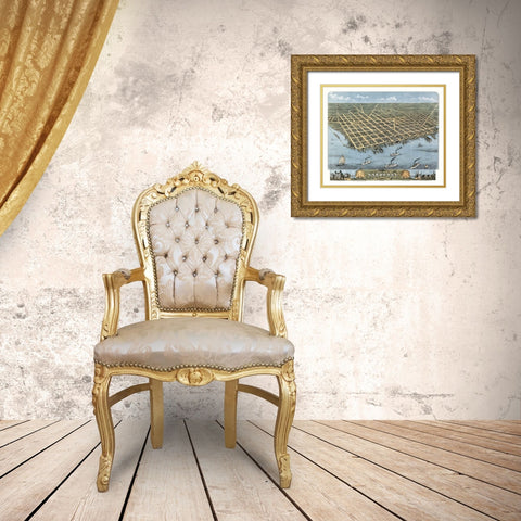 Sandusky Ohio -Stoner 1870 Gold Ornate Wood Framed Art Print with Double Matting by Stoner