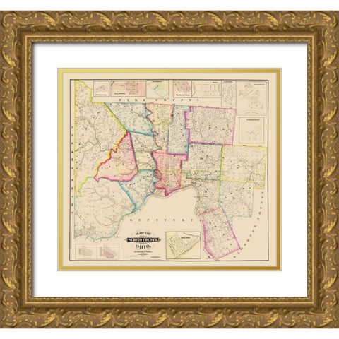 Scioto Ohio - Barton 1875 Gold Ornate Wood Framed Art Print with Double Matting by Barton