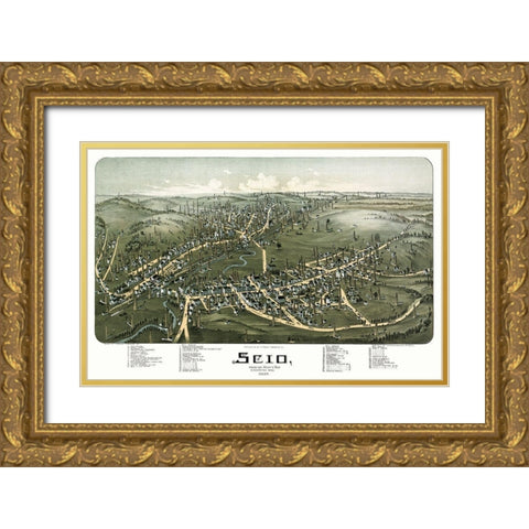 Scio Ohio - Fowler 1899 Gold Ornate Wood Framed Art Print with Double Matting by Fowler