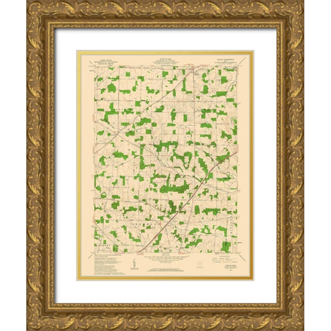 Shauck Ohio Quad - USGS 1961 Gold Ornate Wood Framed Art Print with Double Matting by USGS