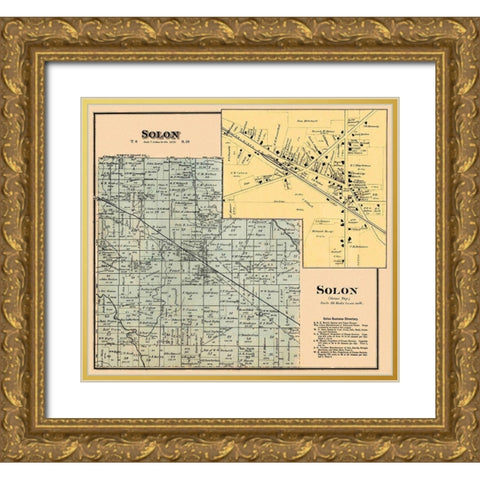 Solon Ohio Landowner - Titus 1876 Gold Ornate Wood Framed Art Print with Double Matting by Titus
