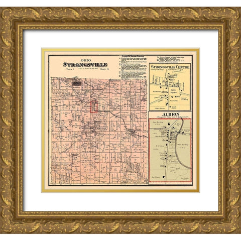 Strongsville Ohio Landowner - Titus 1876 Gold Ornate Wood Framed Art Print with Double Matting by Titus