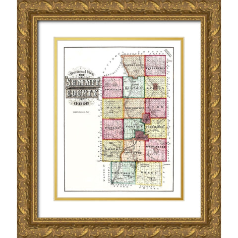 Summit Ohio - 1874 Gold Ornate Wood Framed Art Print with Double Matting by Unknown
