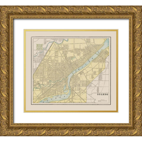 Toledo Ohio - Cram 1892 Gold Ornate Wood Framed Art Print with Double Matting by Cram