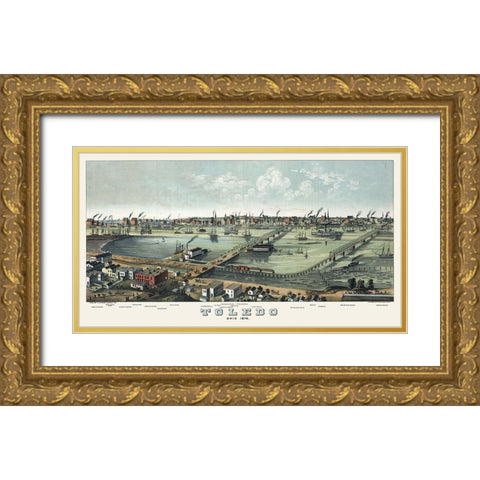 Toledo Ohio - Stoner 1876 Gold Ornate Wood Framed Art Print with Double Matting by Stoner