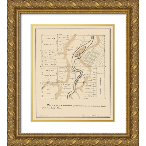 Two Miles Square Ohio - Williams 1817 Gold Ornate Wood Framed Art Print with Double Matting by Williams
