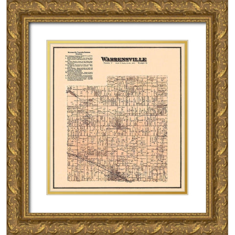 Warrensville Ohio Landowner - Titus 1876 Gold Ornate Wood Framed Art Print with Double Matting by Titus