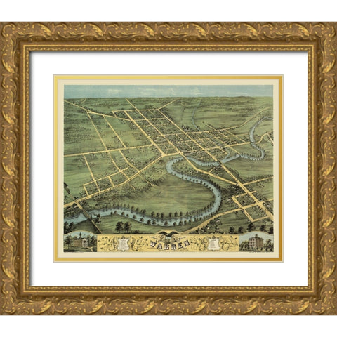 Warren Ohio - Stoner 1870 Gold Ornate Wood Framed Art Print with Double Matting by Stoner