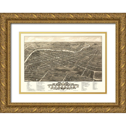 Youngstown Ohio - Stoner 1882 Gold Ornate Wood Framed Art Print with Double Matting by Stoner