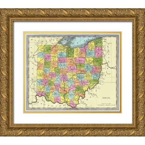 Ohio - Burr 1831 Gold Ornate Wood Framed Art Print with Double Matting by Burr