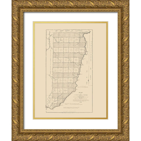 Ohio Territory - Hutchins 1814 Gold Ornate Wood Framed Art Print with Double Matting by Hutchins