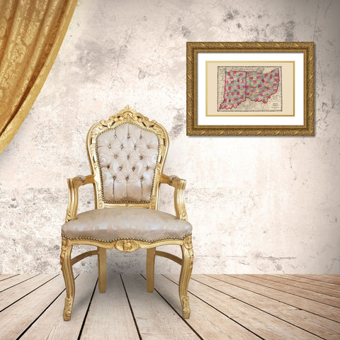 Ohio, Indiana - Johnson 1860 Gold Ornate Wood Framed Art Print with Double Matting by Johnson