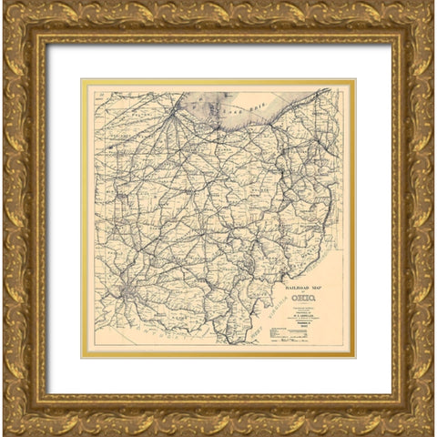 Ohio - Cappeller 1887 Gold Ornate Wood Framed Art Print with Double Matting by Cappeller