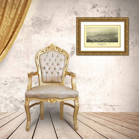 Edmond Oklahoma - Fowler 1891 Gold Ornate Wood Framed Art Print with Double Matting by Fowler
