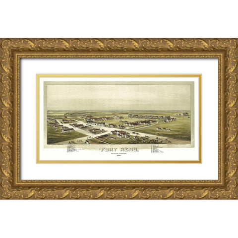 Fort Reno Oklahoma - Fowler 1891 Gold Ornate Wood Framed Art Print with Double Matting by Fowler