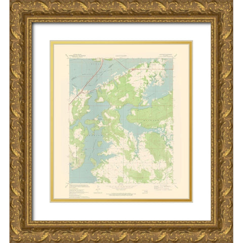 Longtown Oklahoma Quad - USGS 1971 Gold Ornate Wood Framed Art Print with Double Matting by USGS