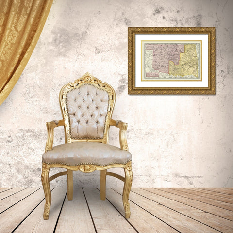 Oklahoma Indian Territory - Rand McNally 1897 Gold Ornate Wood Framed Art Print with Double Matting by Rand McNally