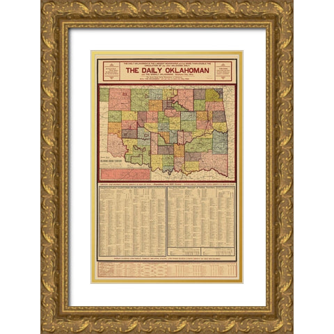 Oklahoma Indian Territory - Geographical Pub 1905 Gold Ornate Wood Framed Art Print with Double Matting by Geographical Pub