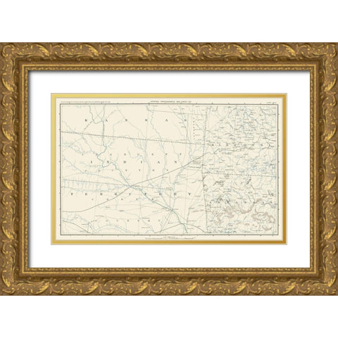 Oklahoma Indian Territory and Surrounding States Gold Ornate Wood Framed Art Print with Double Matting by Bien