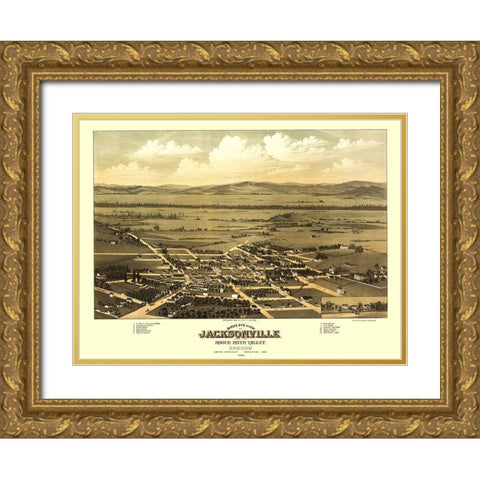 Jacksonville Oregon - Walpole 1883 Gold Ornate Wood Framed Art Print with Double Matting by Walpole