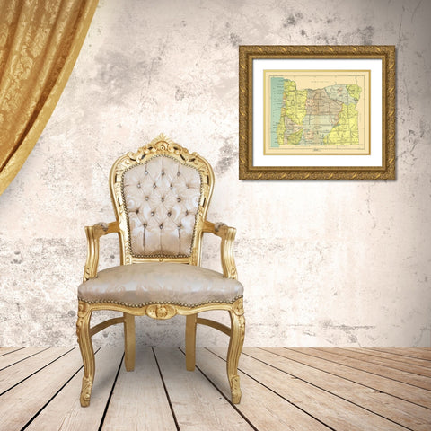 Oregon - Hoen 1896 Gold Ornate Wood Framed Art Print with Double Matting by Hoen