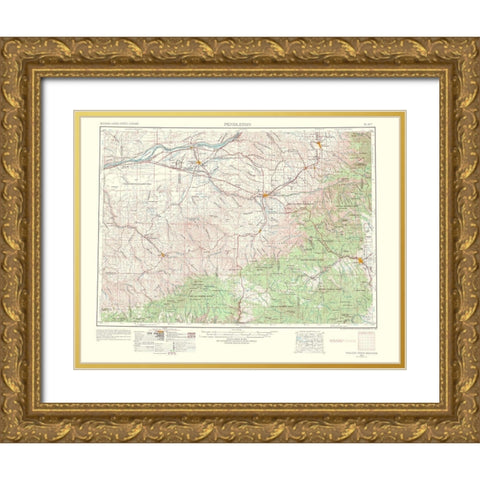 Pendleton Oregon Washington Quad - USGS 1964 Gold Ornate Wood Framed Art Print with Double Matting by USGS