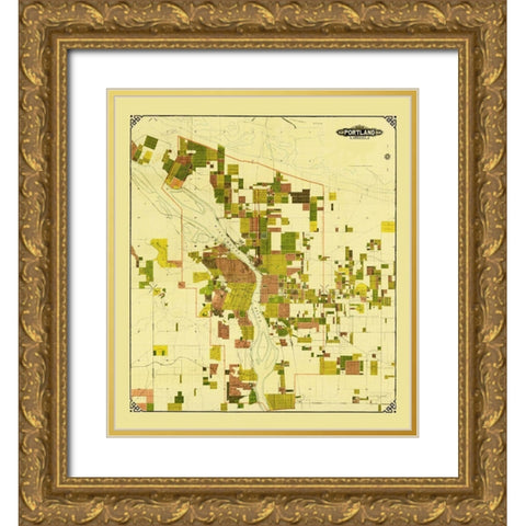 Portland Oregon - Crocker 1901 Gold Ornate Wood Framed Art Print with Double Matting by Crocker