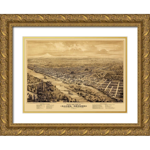 Salem Oregon - Smith 1876 Gold Ornate Wood Framed Art Print with Double Matting by Smith