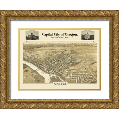 Salem Oregon - Koppe 1905 Gold Ornate Wood Framed Art Print with Double Matting by Koppe