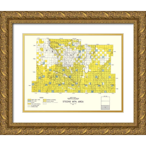 Steens Mountain Southern Oregon - DOI 1970 Gold Ornate Wood Framed Art Print with Double Matting by DOI