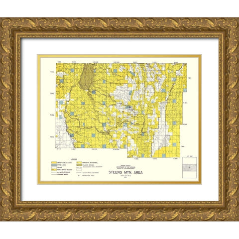 Steens Mountain Central Oregon - DOI 1970 Gold Ornate Wood Framed Art Print with Double Matting by DOI