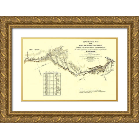 Oregon Trail Kansas 1 of 7 - Fremont 1846 Gold Ornate Wood Framed Art Print with Double Matting by Fremont