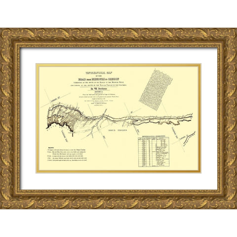 Oregon Trail Wyoming 3 of 7 - Fremont 1846 Gold Ornate Wood Framed Art Print with Double Matting by Fremont
