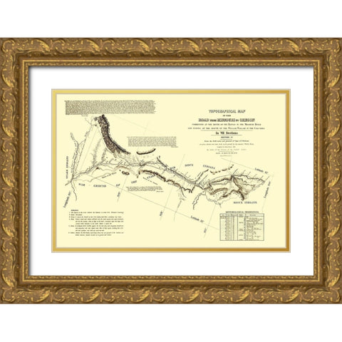 Oregon Trail Wyoming 4 of 7 - Fremont 1846 Gold Ornate Wood Framed Art Print with Double Matting by Fremont
