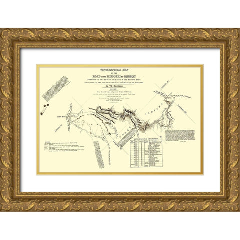 Oregon Trail Idaho 5 of 7 - Fremont 1846 Gold Ornate Wood Framed Art Print with Double Matting by Fremont