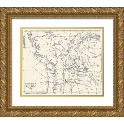 Oregon Territory - 1846 Gold Ornate Wood Framed Art Print with Double Matting by Unknown