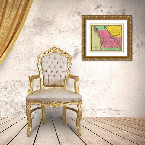 Oregon Territory - Greenleaf 1840 Gold Ornate Wood Framed Art Print with Double Matting by Greenleaf