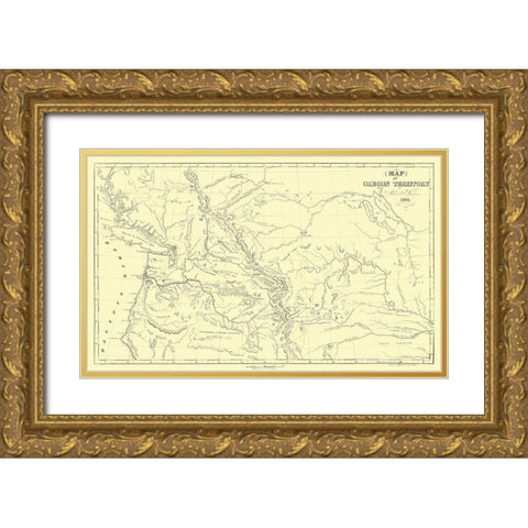 Oregon Territory - Parker 1838 Gold Ornate Wood Framed Art Print with Double Matting by Parker
