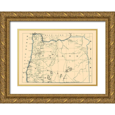 Oregon - Holdredge 1866 Gold Ornate Wood Framed Art Print with Double Matting by Holdredge