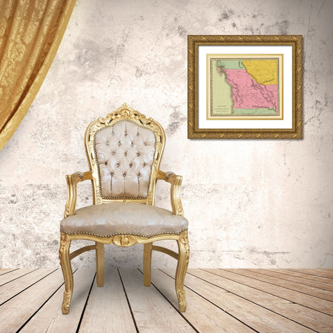 Oregon Territory - Battleboro 1840 Gold Ornate Wood Framed Art Print with Double Matting by Battleboro