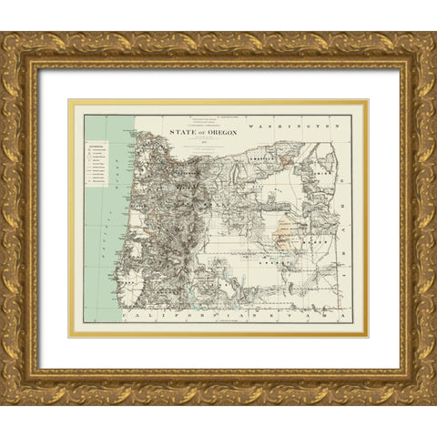Oregon - Bien 1879 Gold Ornate Wood Framed Art Print with Double Matting by Bien