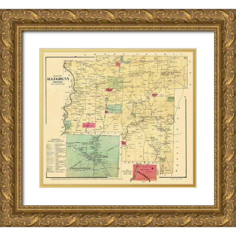 Allegheny Pennsylvania Landowner - Mayer 1865 Gold Ornate Wood Framed Art Print with Double Matting by Mayer