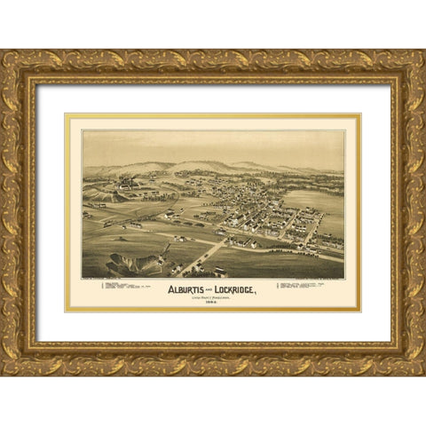 Alburtis Pennsylvania - Moyer 1893 Gold Ornate Wood Framed Art Print with Double Matting by Moyer