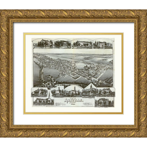 Annville Pennsylvania - Moyer 1888 Gold Ornate Wood Framed Art Print with Double Matting by Moyer