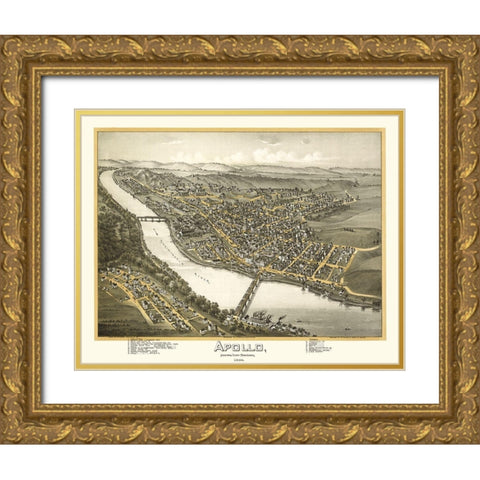Apollo Pennsylvania - Moyer 1896 Gold Ornate Wood Framed Art Print with Double Matting by Moyer