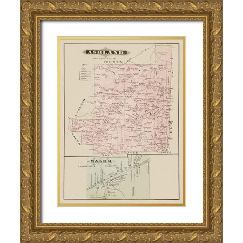 Ashland, Salem Pennsylvania Landowner Gold Ornate Wood Framed Art Print with Double Matting by Caldwell