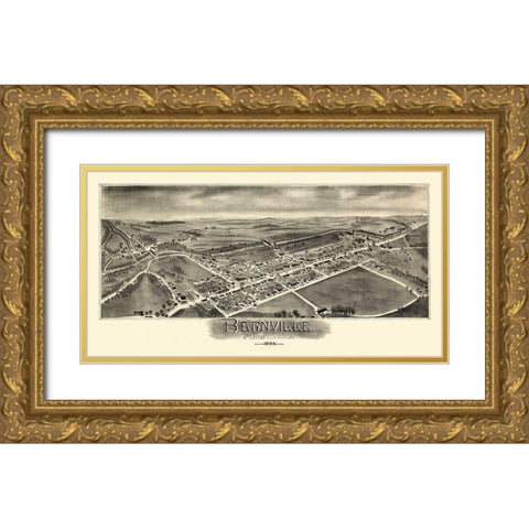 Bernville Pennsylvania - Moyer 1898 Gold Ornate Wood Framed Art Print with Double Matting by Moyer